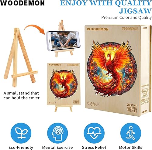 Miniatura 5 de Rompecabezas de madera para adultos, 200 rompecabezas de madera de fénix para niños, (M-11.8 x 10.9 pulgadas), rompecabezas de madera de animales