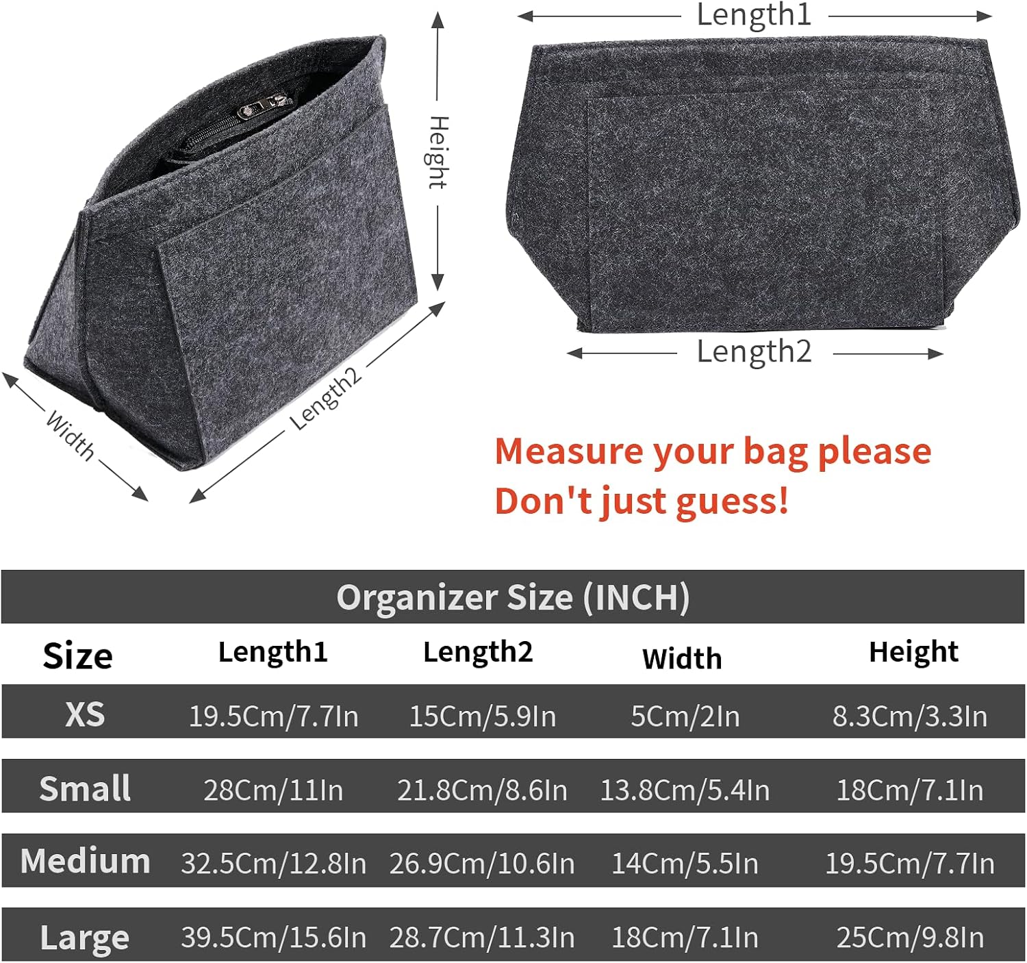 Bag Organizer Insert for Tote Bag, Felt Purse Organizer Handbag Backpack Compatible with Longchamp, Le Pliage, LV, Coach image 2