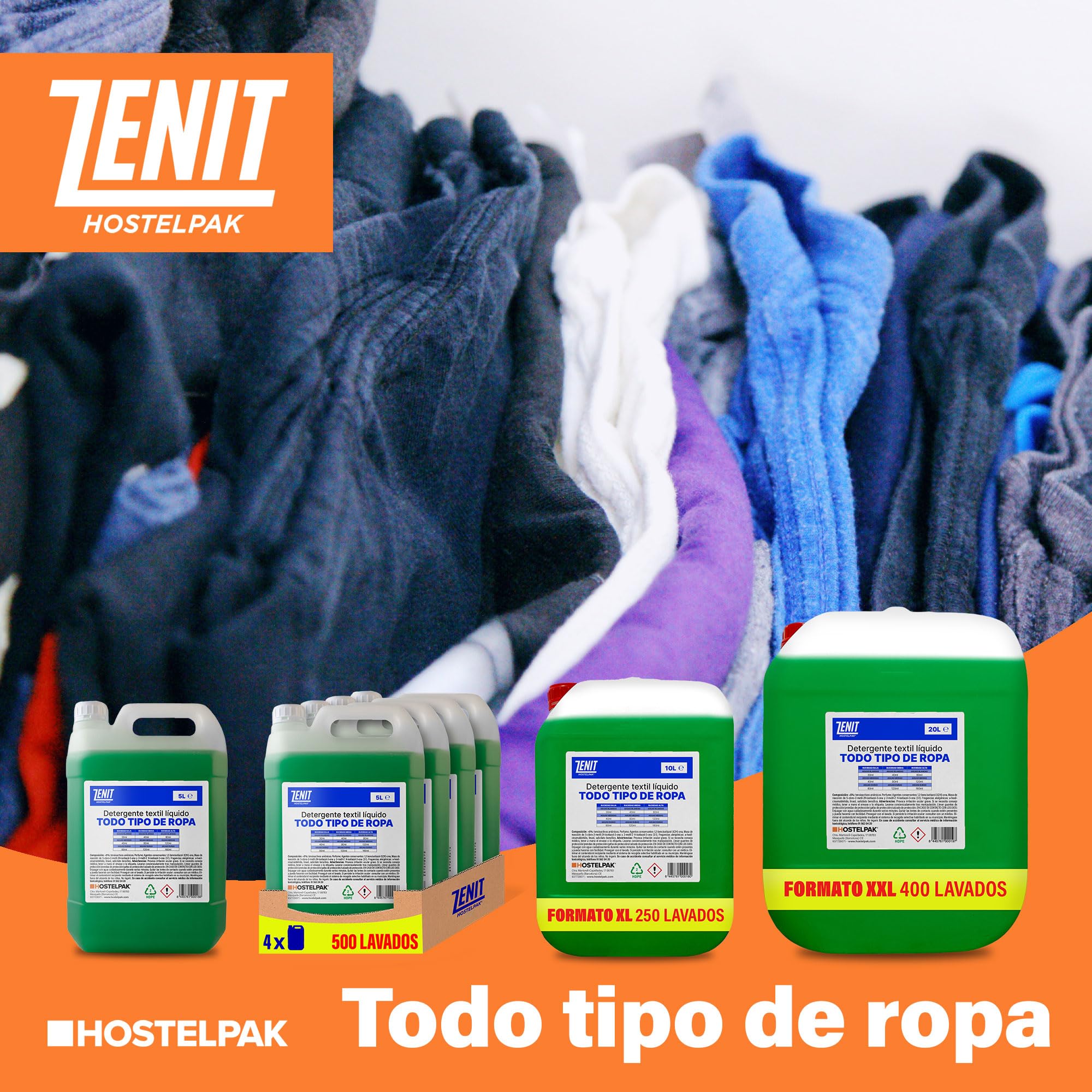 20L - Detergente líquido Todo Tipo de Ropa, Lavandería profesional, Detergente ropa clásico, Detergente para el lavado de ropa
