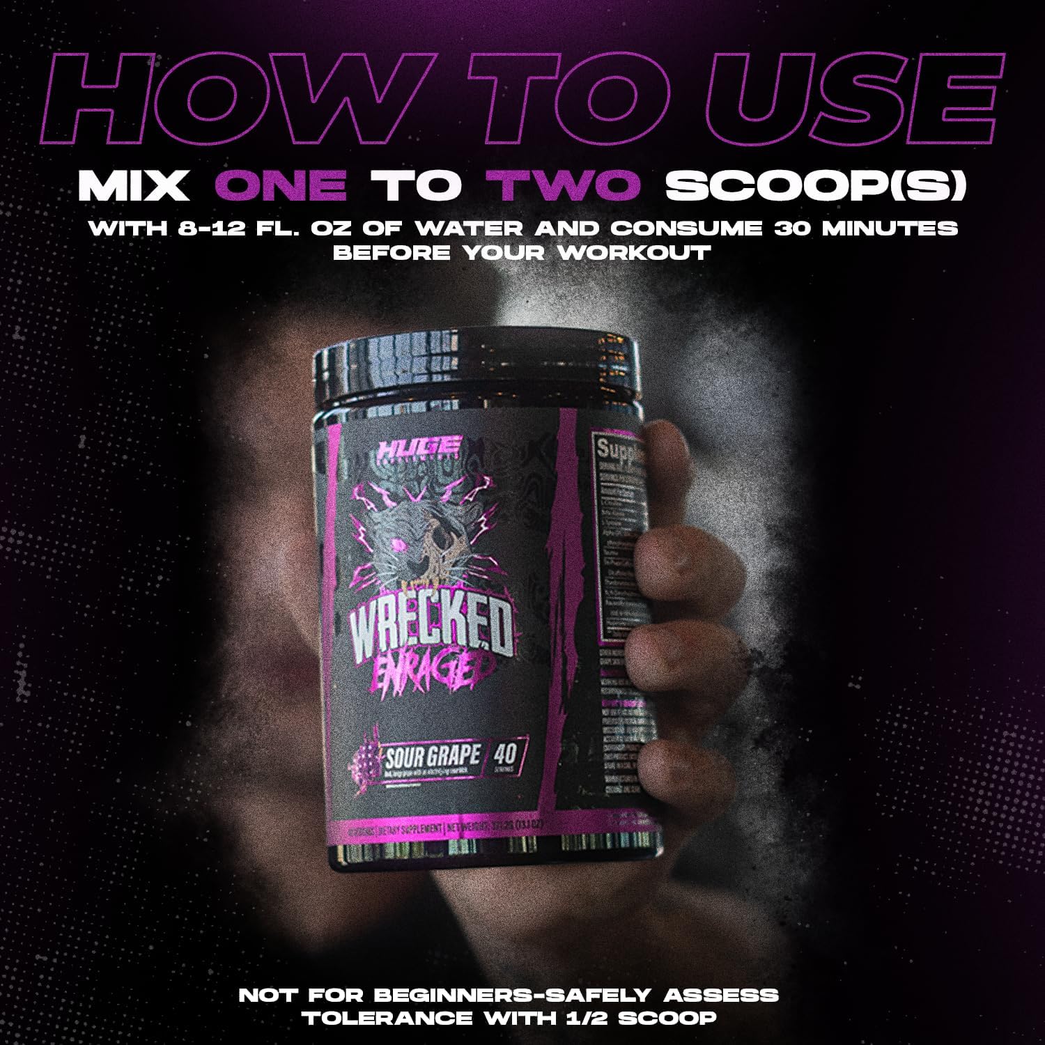 Wrecked Enraged High Stim Pre Workout - Extreme Hardcore Formula for Intense Energy, Laser Focus & Maximum Strength - Potent Stimulant Matrix - for Advanced Lifters, Not for Beginners (40 Servings) - Image 6