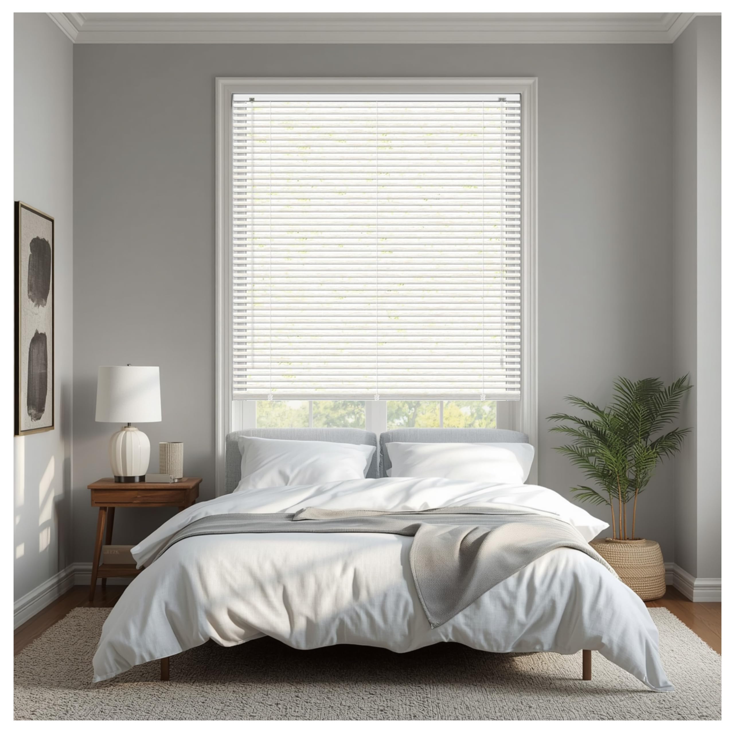 REHAN & CO White 165 x 150cm PVC Plain Venetian Blind 25mm Slats Easy Fit