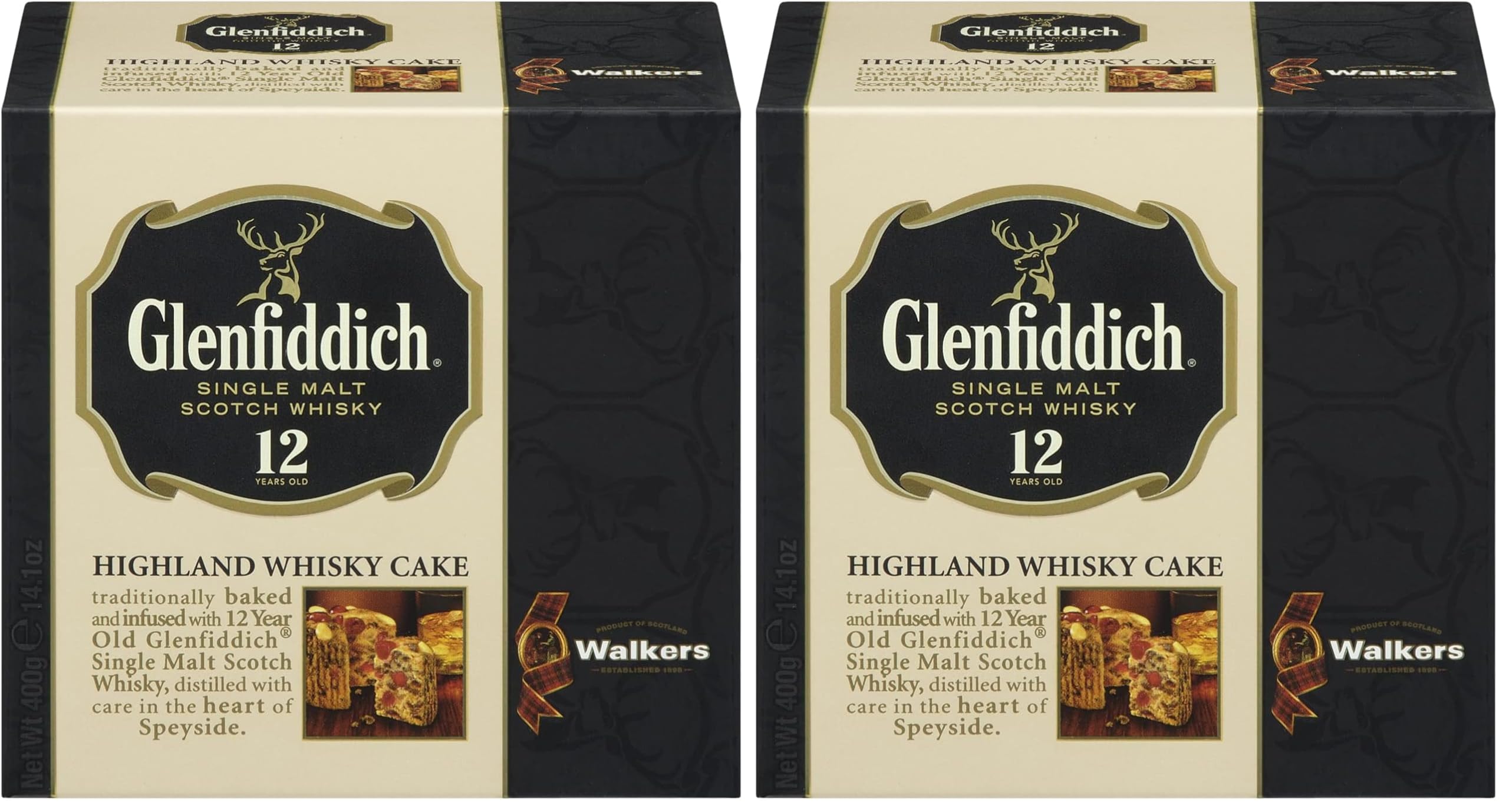 Walkers Shortbread Glenfiddich Highland Holiday Whisky Cake, 14.1 Ounce Box (Pack of 2)