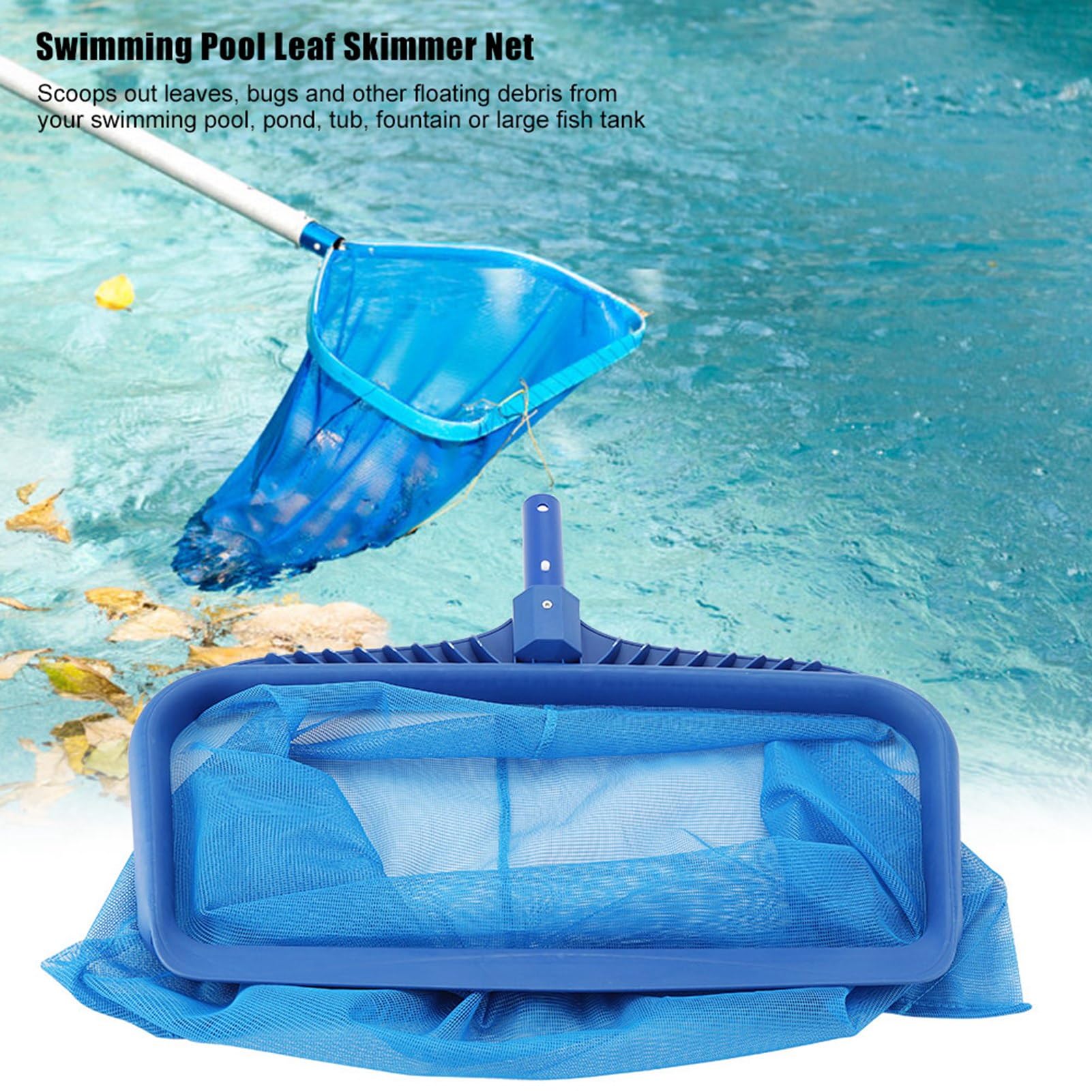 Espumador de hojas ligero, malla fina, bolsa profunda para piscina, estanque, tina Effectvie, herramienta de limpieza