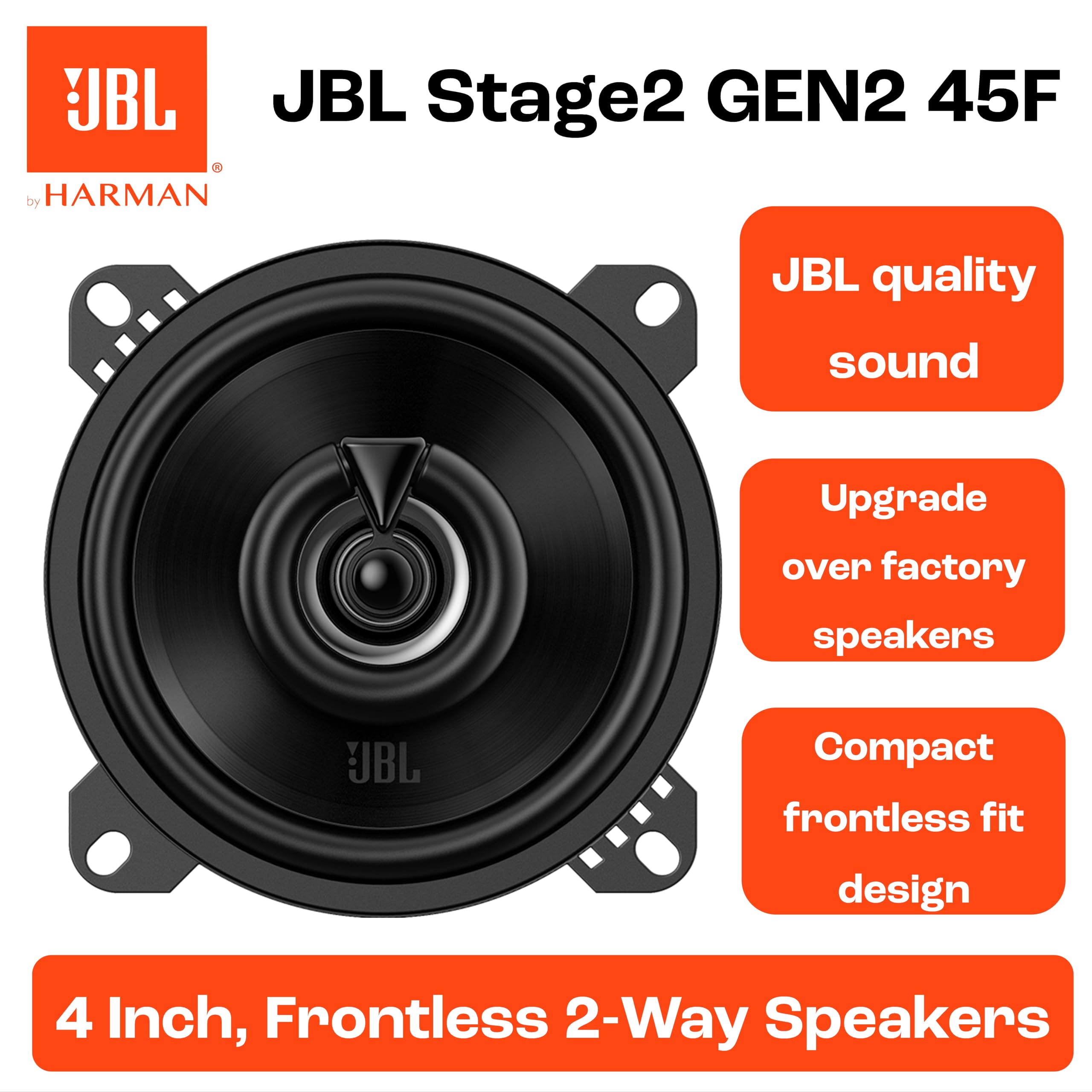JBL Stage2 GEN2 45F – 4 Inch (100mm) 2-Way Coaxial Car Speakers