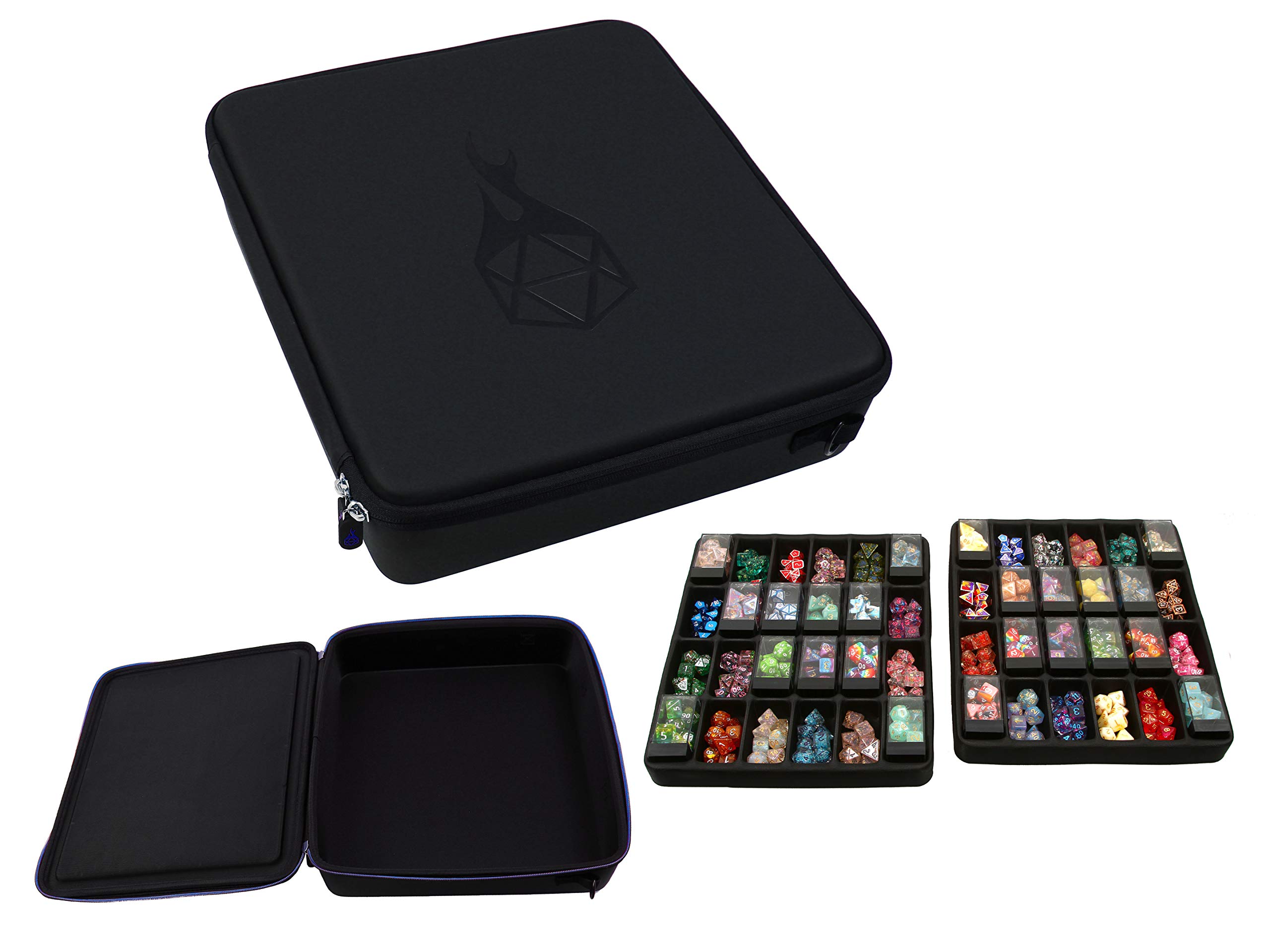 Forged Dice Co. Double Dice Tray Dice Case - Holds 40 Plastic Dice Storage Cubes or 14 Dice Per Sect