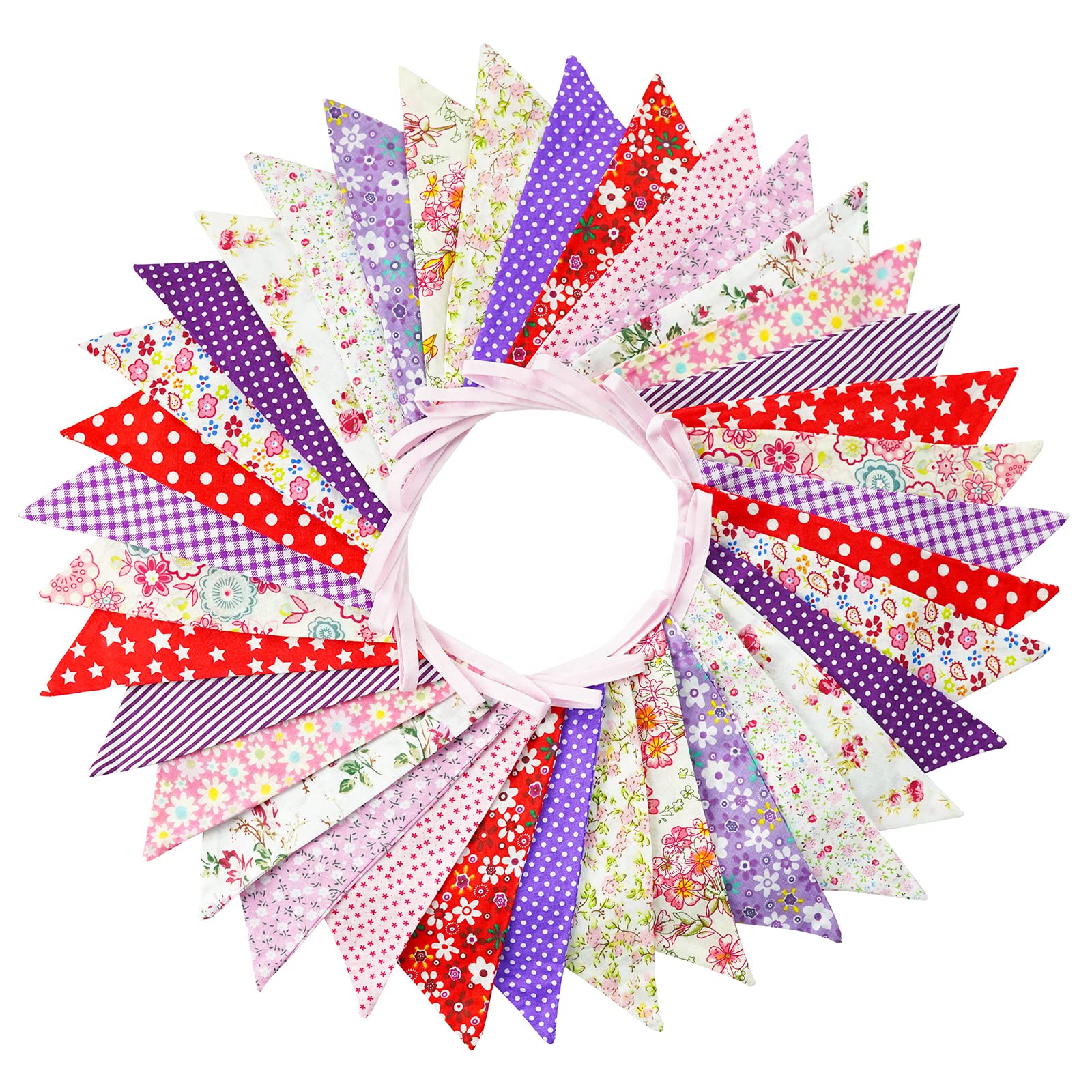 Ghirlanda Di Bandierine Tessuto 10M - 36 Bandierine Doppia Faccia, Per Matrimoni, Compleanni, Feste - Foto 7