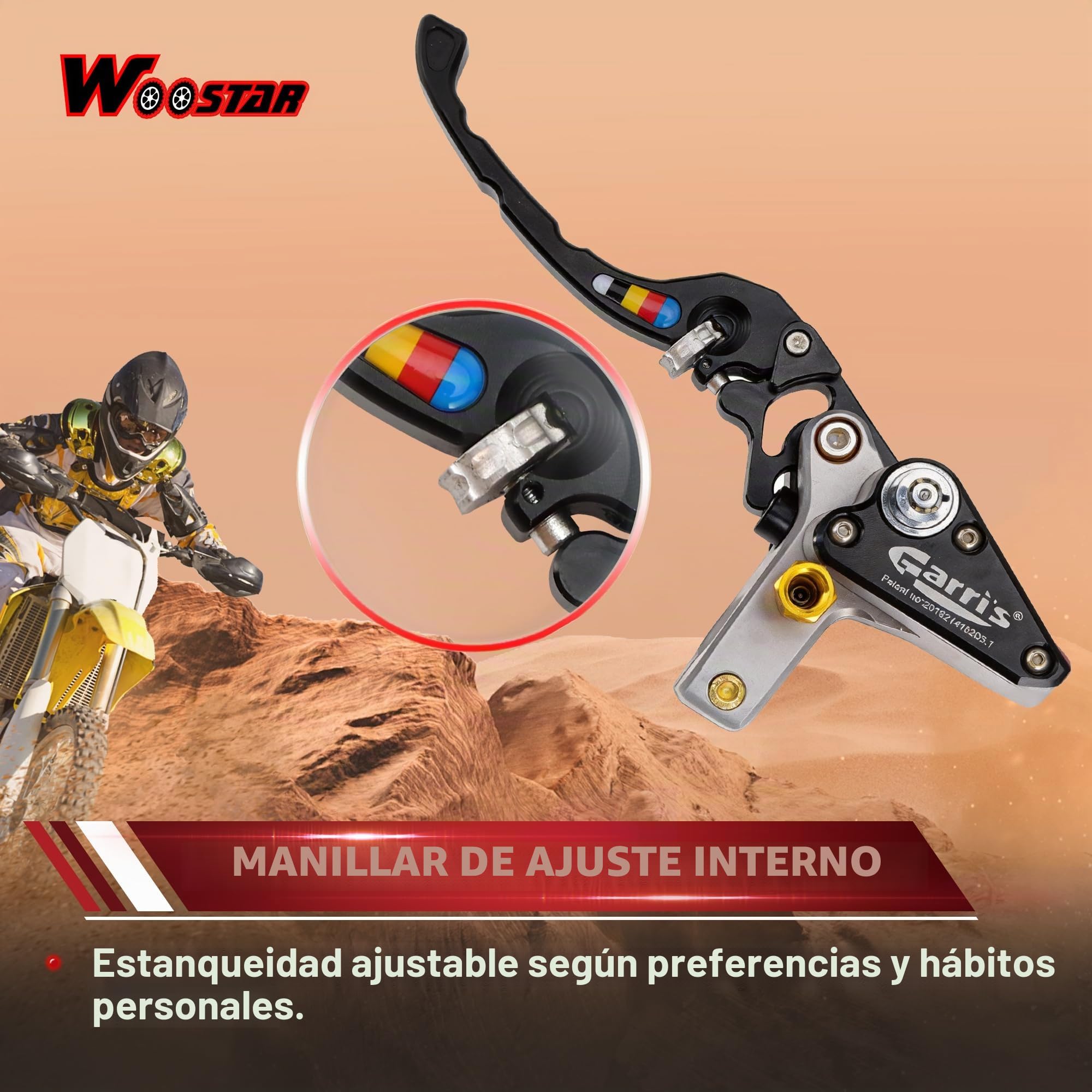 WOOSTAR Motocicleta Embrague Hidraulico Kit Cilindro Maestror con CNC Palancas de Freno Reemplazo para Suzuki GSX650F CR250 Dirt Pit Bike Plata