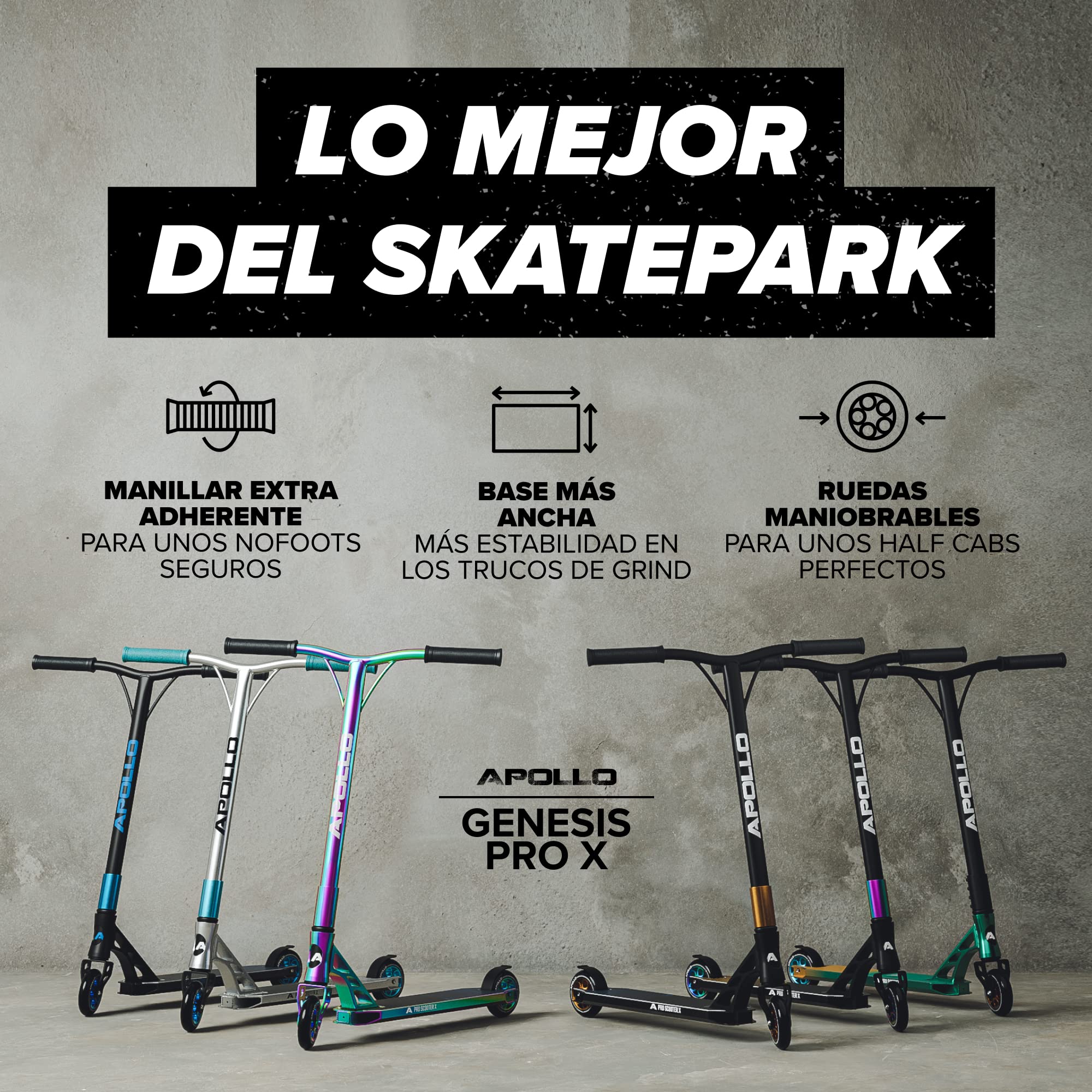 Apollo Genesis Pro - Stunt Scooter Robusto Con Rodamientos ABEC 9, Fun Kick Scooter, Freestyle