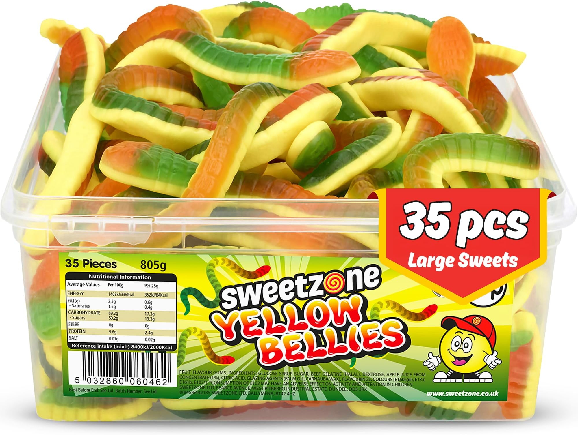 Sweetzone Yellow Bellies Giant Snake Sweets, Halal Gummy Sweets, Bulk Candy Tub, Retro Chewy Gummy Wine Gums, Sweet Box for Sharing, 805g, Fun Bulk Candy for Parties, Events, and Sweet Enthusiasts