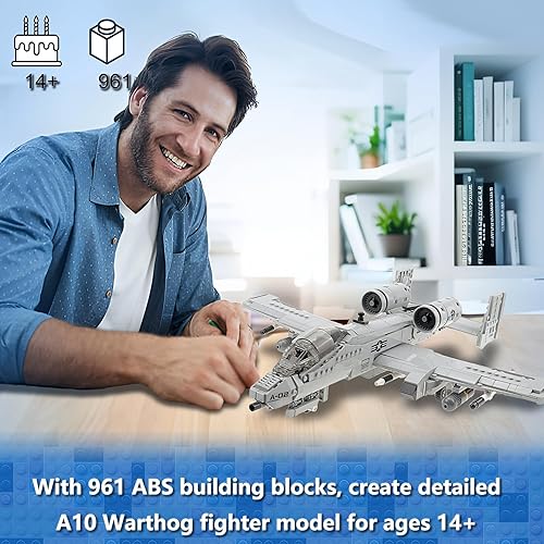 Miniatura 4 de MEOA A10 Warthog Avión Juguetes de construcción 961 piezas WW2 Fighter Jet Bloques de construcción Conjunto de bloques de construcción de avión de