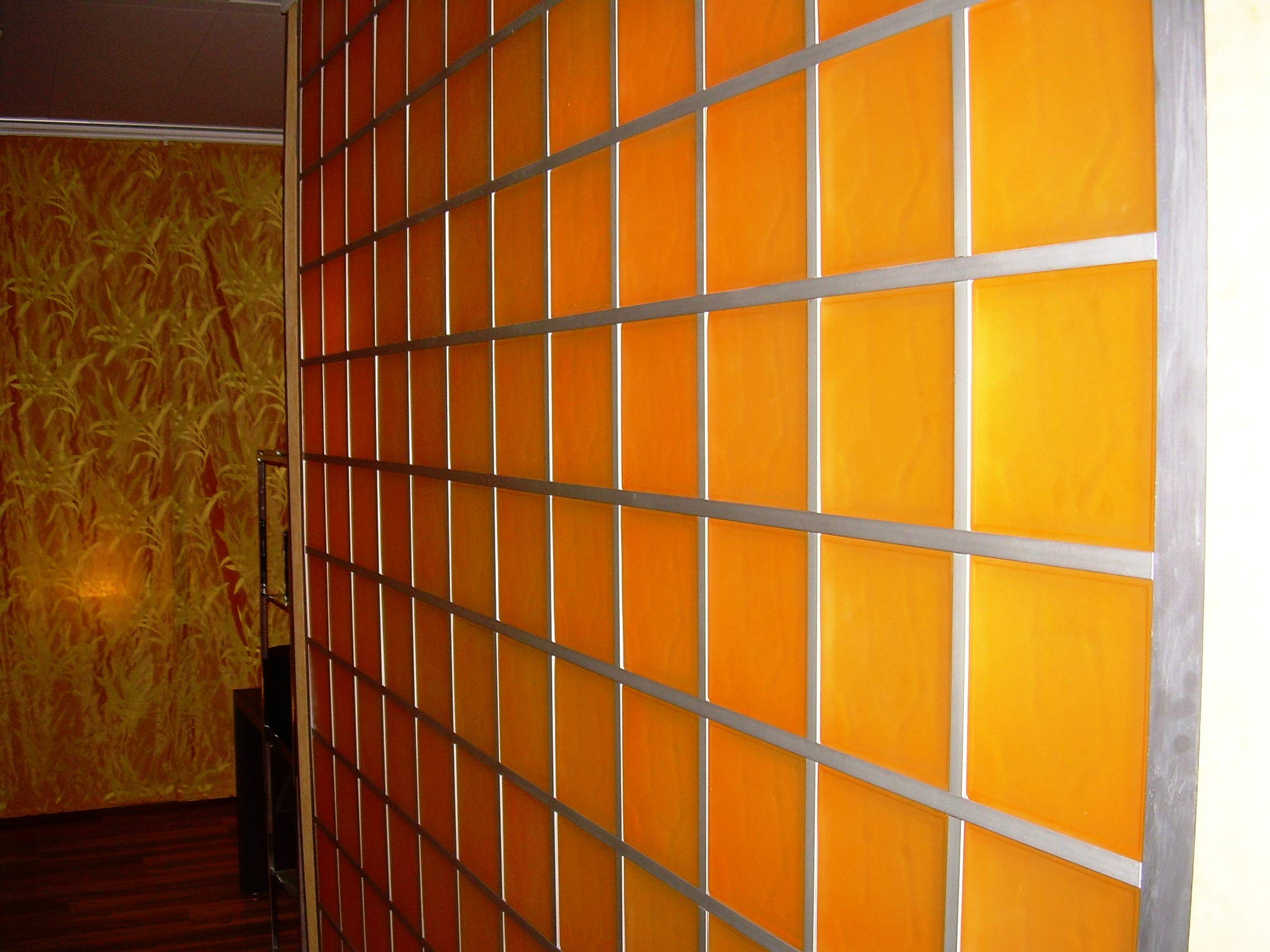 Bloque de Cristal Lux Glass Naranja Liso Satinado 2 caras | cm 19x19x8 | Unidad de venta 1 caja de 6 pzas