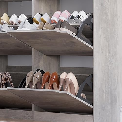 Miniatura 153 de Armario de almacenamiento de zapatos con 3 cajones abatibles, armario estrecho para zapatos, organizador independiente de almacenamiento para Negro