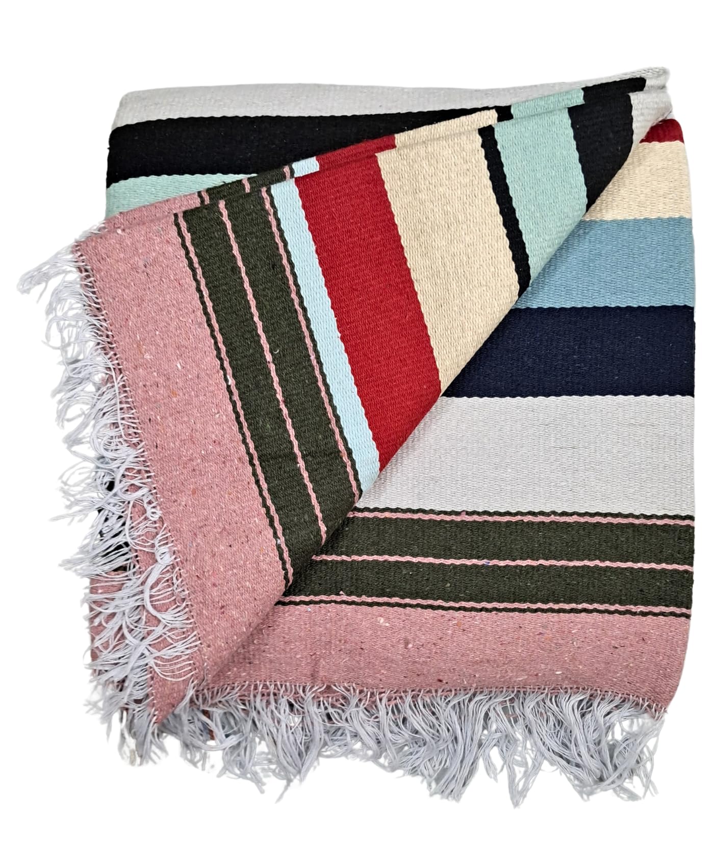 Arvore Bunkaar 100% Cotton Dari, Traditional Striped Satranji, Assorted Multicolour Jamakkalam/Galicha/Carpet (81 inch x 75 inch Double Bed)-image-25