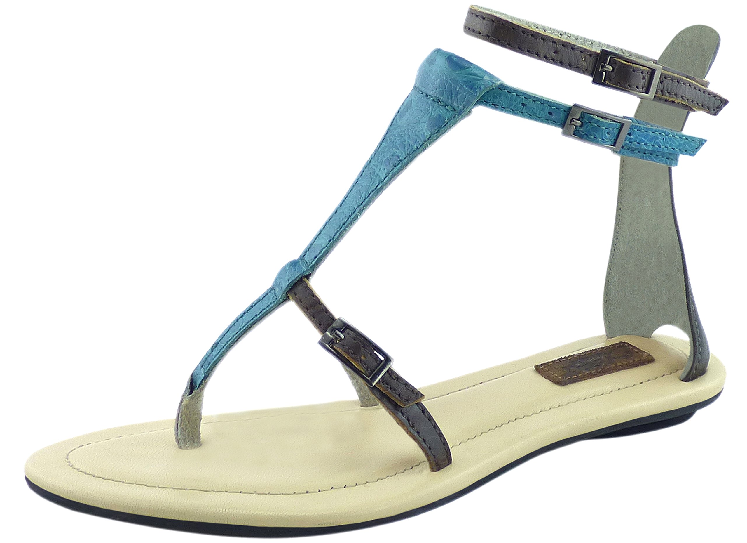 Women's Leather Shoes Sandals, Genuine Leather, Ecomark Certified Leather, Gladiator Sandal Flat