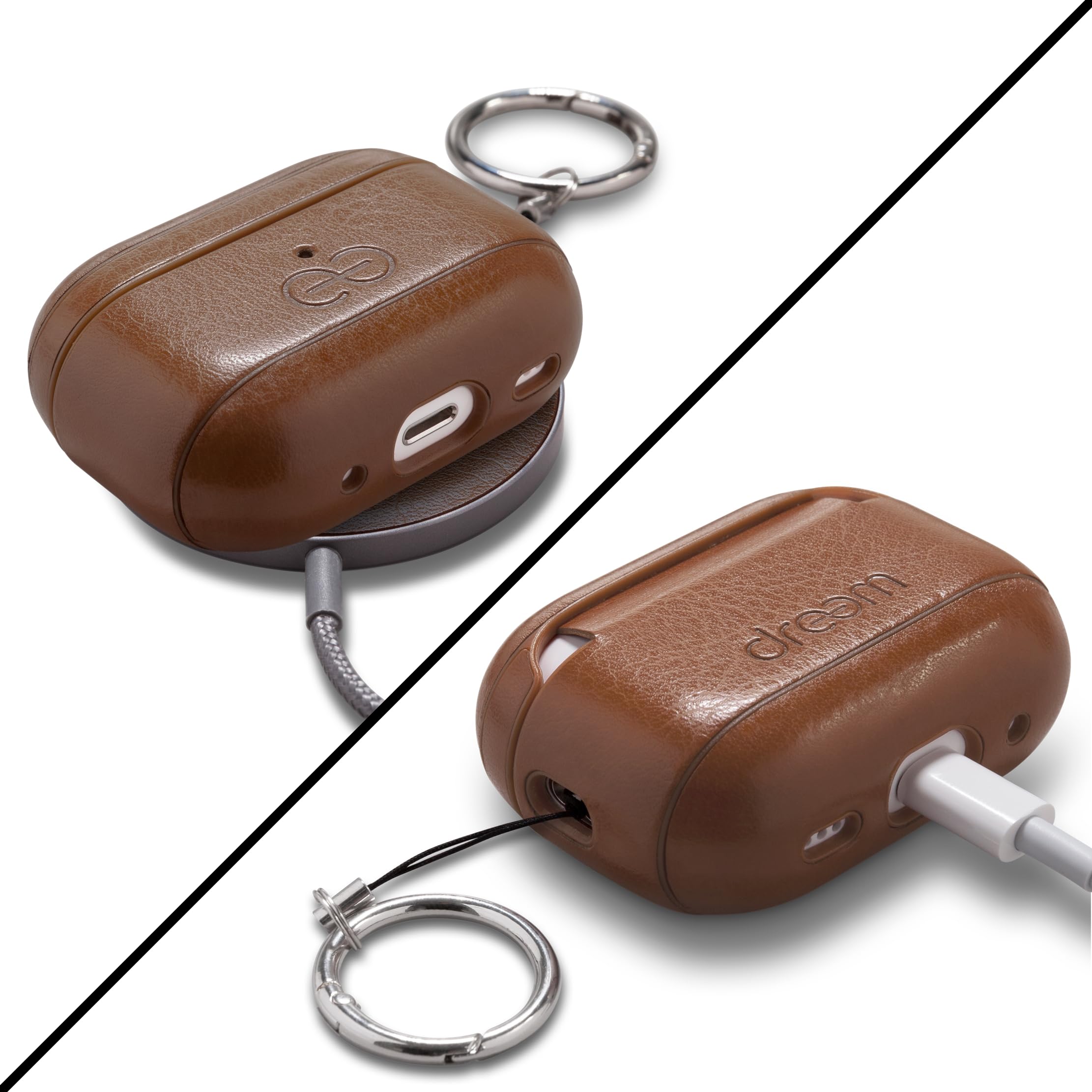 Dreem Om pour AirPods Pro 2/Pro Housse en Cuir Vegan - Compatible avec Étui pour AirPods Pro Les écouteurs sans Fil Bluetooth Apple pour iPhone - Chocolat - 5