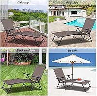 Vista 5 de COSTWAY Tumbona ajustable para piscina, sillón reclinable textileno, muebles de patio al aire libre