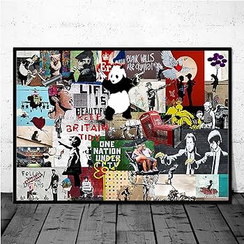 フレーム付きキャンパスアート　オマージュアート　バンクシー絵画 キャンバスアート オマージュアート 海外アート バンクシーの