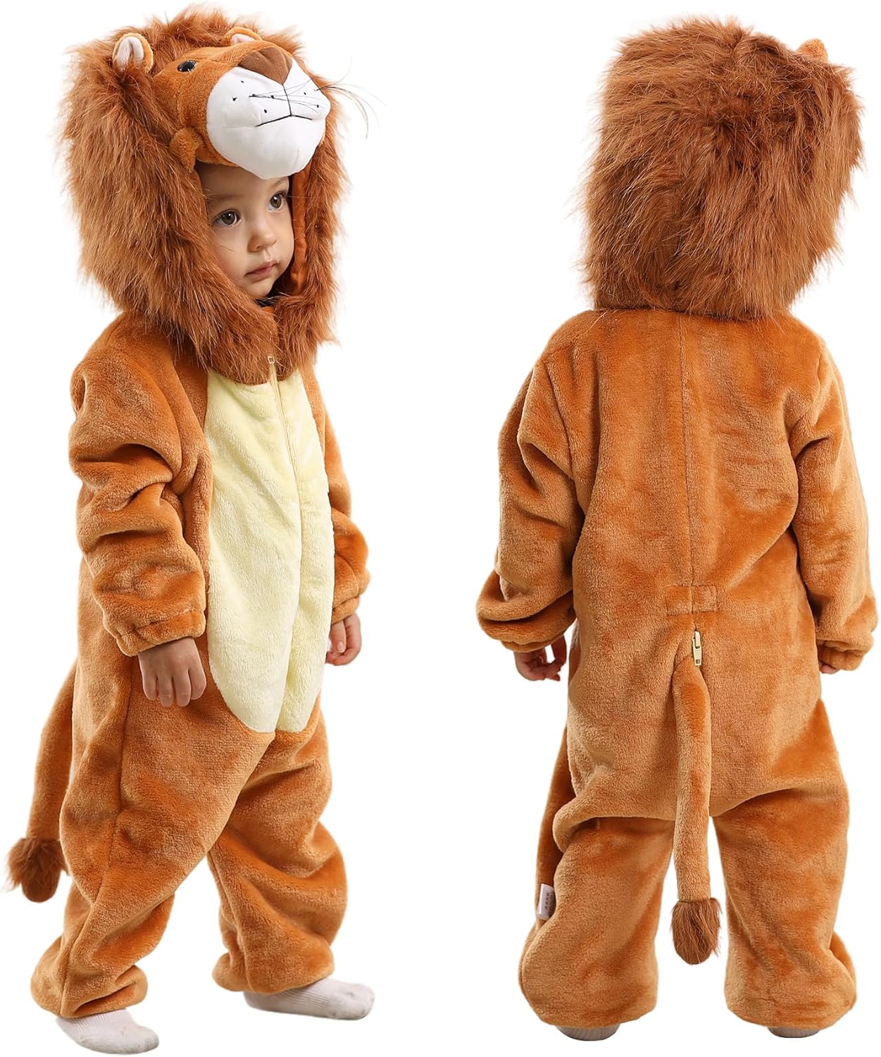 TONWHAR Infants Toddlers Halloween Cosplay Lion Costume Kids' Animal Outfit Snowsuit 4T Orange