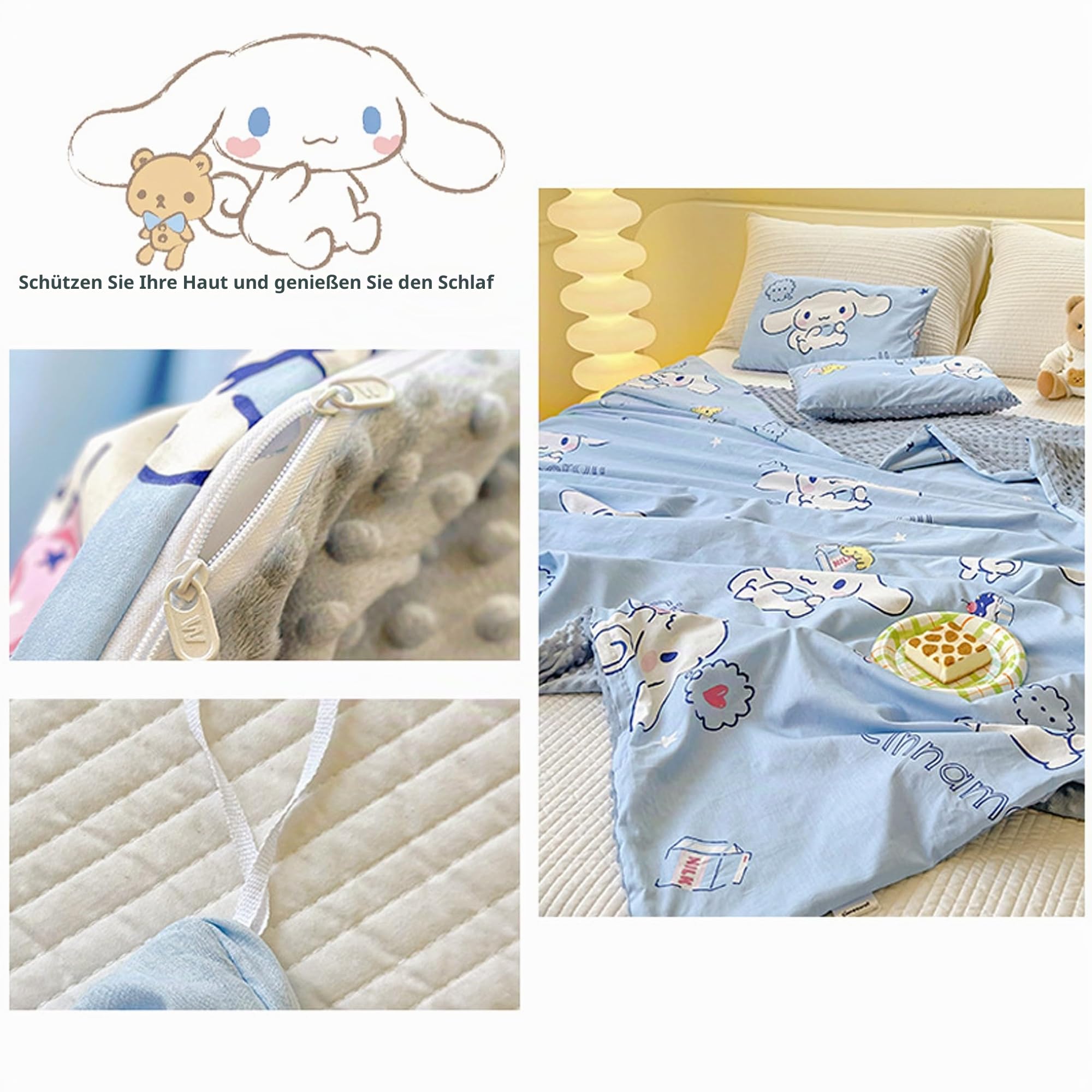 Roffatide Cartoon Cinnamoroll Fleece Decke - Fuzzy Weiche Mikrofaser Gemütliche Wurf für Couch, Bett, Sofa (Ohne Kissenbezug) 150 * 200cm B