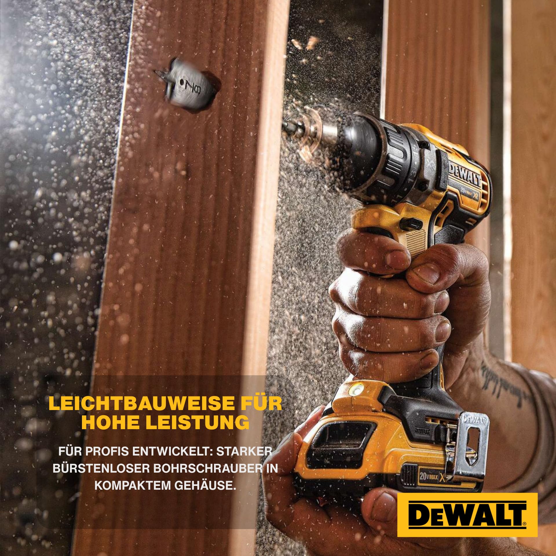 DEWALT XR 18V Akku-Bohrschrauber mit Bürstenloser Technologie, Ultra-Kompakt, 2x 2Ah Akkus & Ladegerät, 70Nm Drehmoment, LED-Arbeitsleuchte, Robuster Koffer – DCD791D2-QW