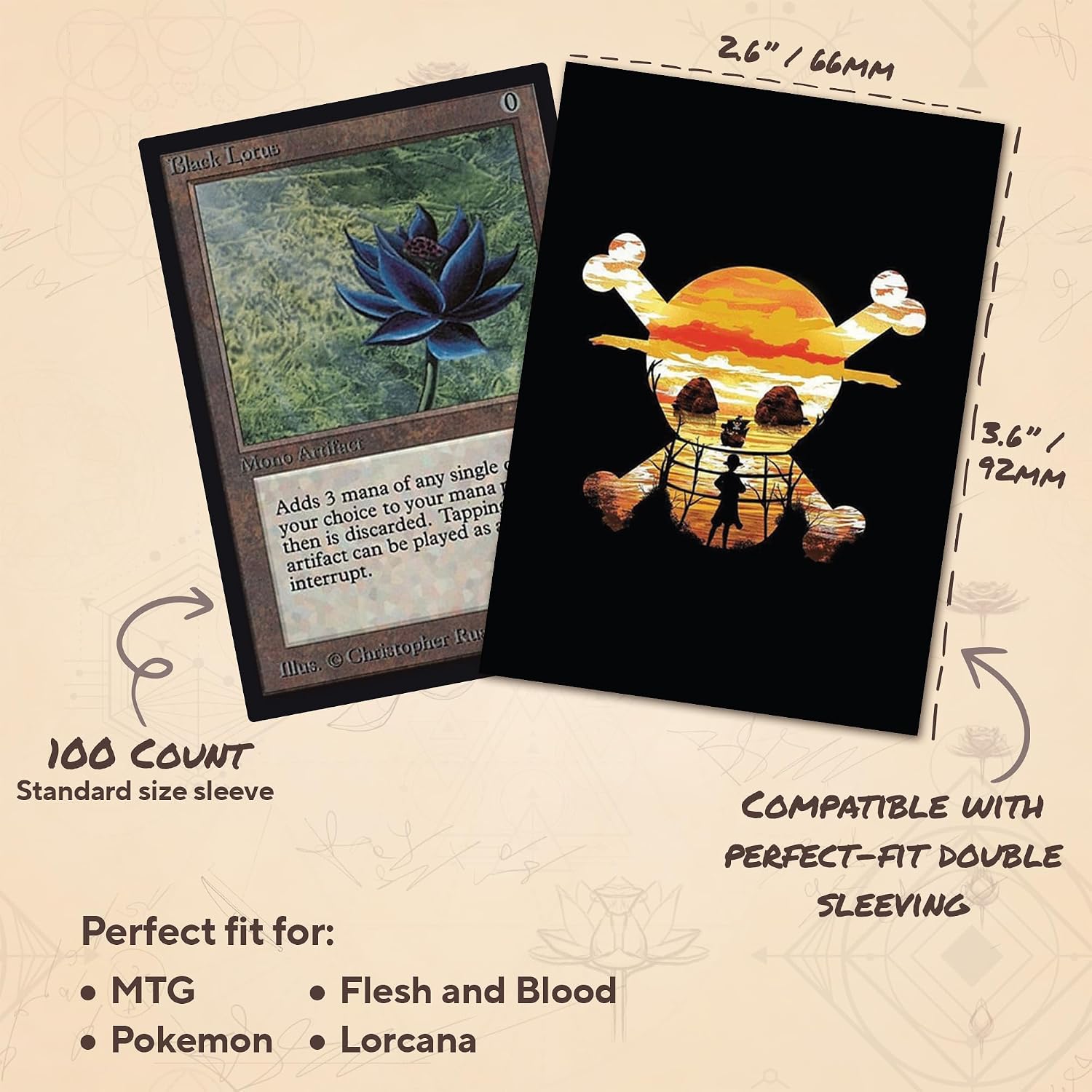Jolly Roger Adventure MTG Card Sleeves (Textured) - 104 Count Standard Size TCG Sleeves - Compatible with Magic The Gathering - Double Sleeving - Original Art Design