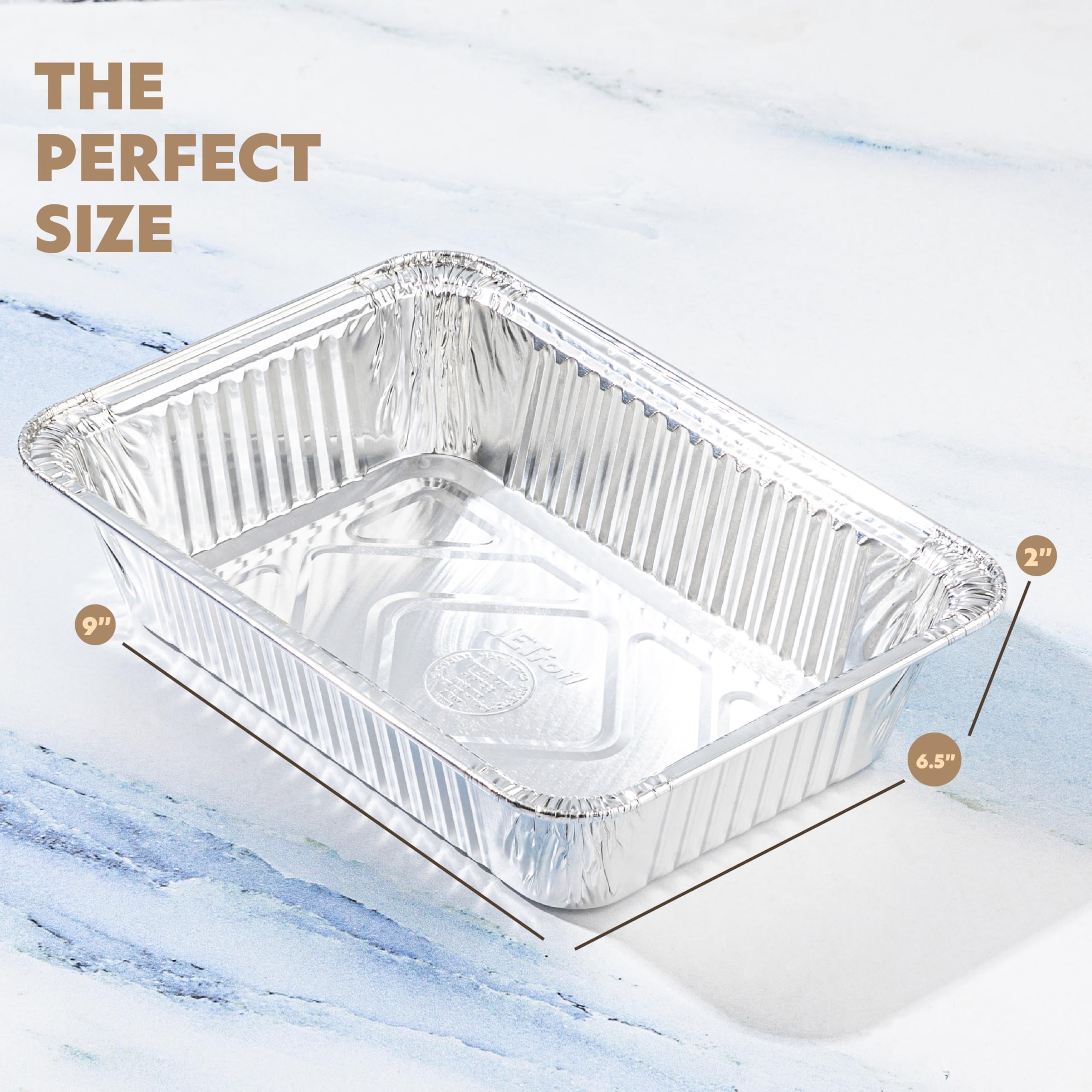 PLASTICPRO 50 Stück Aluminiumpfannen mit Deckel, 16,5 x 22,9 cm, robuste Folienpfannen zum Backen und Kochen