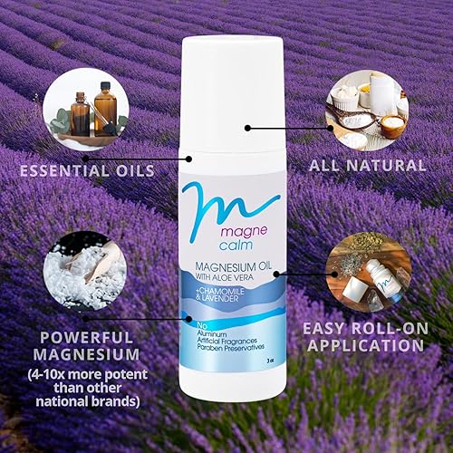 Miniatura 3 de MagneCalm Roll-On con lavanda y manzanilla, magnesio calmante, 3 onzas
