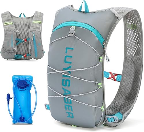 KSIBNW Mochila de hidratación para correr, mochila de hidratación ligera con vejiga de agua de 1.5 L, transpirable y resistente al sudor, mochila