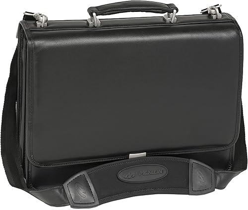 Miniatura 2 de McKlein, Serie I, RIVER NORTH, cuero de napa de cachemira de grano completo, maletín para portátil de 15 pulgadas, con triple compartimento, negro