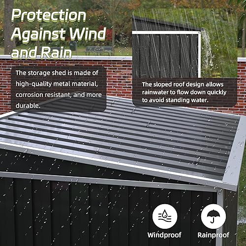 Miniatura 6 de SUXXAN Cobertizo de almacenamiento de metal para exteriores, 6 x 4 pies, cobertizo de herramientas de acero con puerta y cerradura, cobertizos de