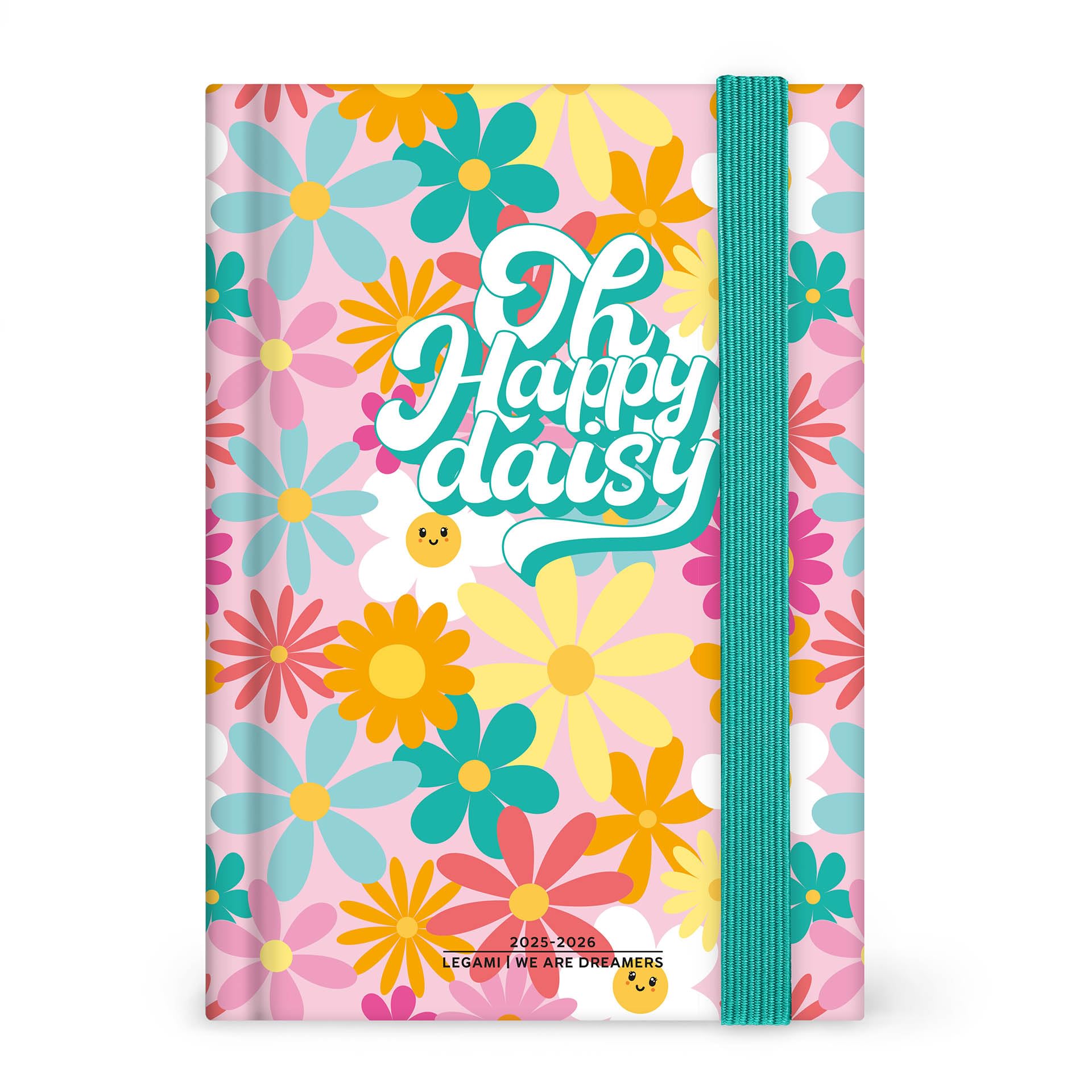 Legami Tageskalender 2025-2026, Daisy, 16 Monate, Small, Tagebuch von September 2025 bis Dezember 2026, Verschluss mit Gummiband, FSC-zertifiziertes Papier, 9,5 x 13,5 cm