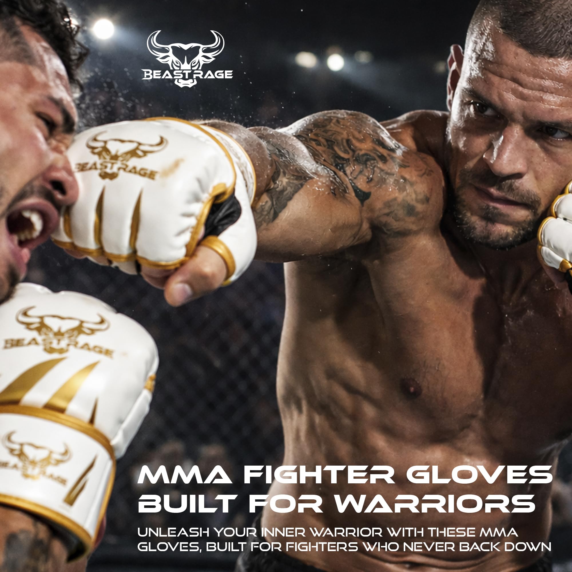 BEAST RAGE Guantes MMA para hombre grappling Muay Thai kickboxing con soporte muñeca almohadilla amortiguadora