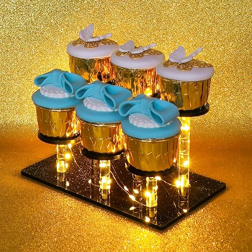 Miniatura 6 de DIWNELEM Soporte acrílico para cupcakes de 6 niveles para colecciones, figuras, cosméticos, joyas, juguetes, organizador de perfumes, estantes