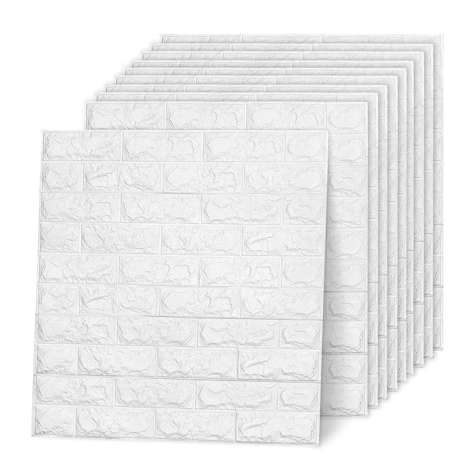 AllRight 20 Stück 3D Wandpaneele Selbstklebend Tapete Steinoptik Wandverkleidung 77 x 70 cm Wasserdicht Wall Panels Wandtattoos Küche Ziegelstein Wandaufkleber Wandplatten Weiß für Wanddeko