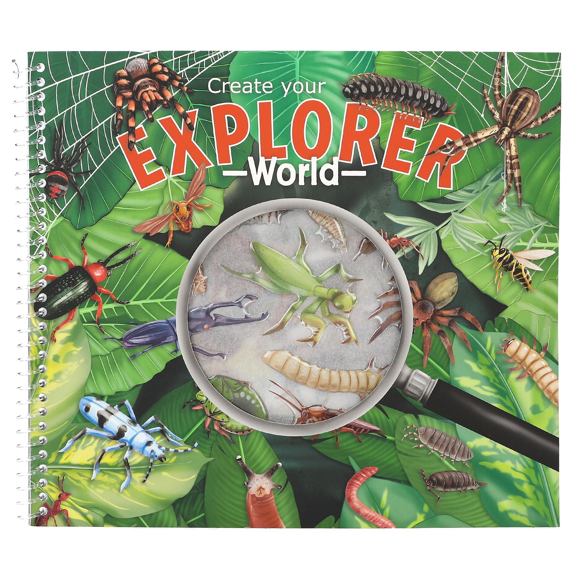 Depesche 13599 Explorer Sticker Book with 16 Background Pages for Sticking and Designing, Includes 4 Pages Insect and Relief Stickers