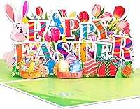 Vista 19 de GREETING ART Easter Pop Up Card, 3D Colorful Lily Cross Rabbit Bouquet Design, 3D Easter Bouquet Greeting Cards, Spring Gift Cards for Kids, Boy
