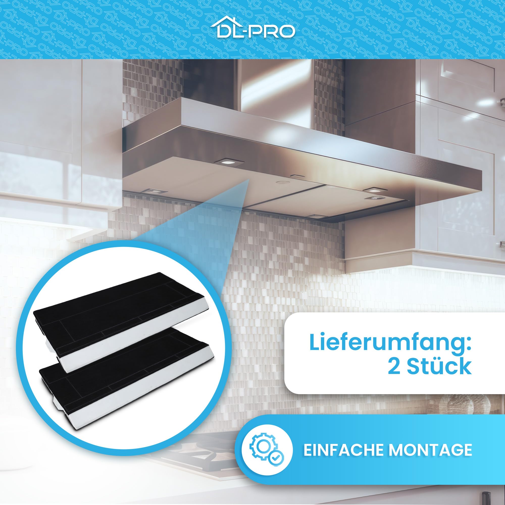 DL-pro 2x Kohlefilter Aktivkohlefilter Set für Dunstabzugshauben [SAUBERE LUFT] für Balay 434229 00434229 Bosch DHZ4506 Siemens LZ45501 Neff Z5144X1 Bosch HEZ9VRCR0 Dunstabzug Umlufthaube
