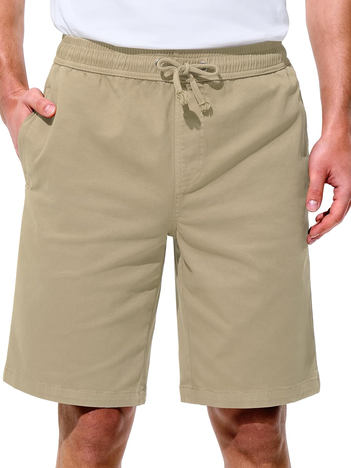 Mens Shorts Casual Shorts Cotton Drawstring Summer Beach Stretch Twill Chino Golf S...