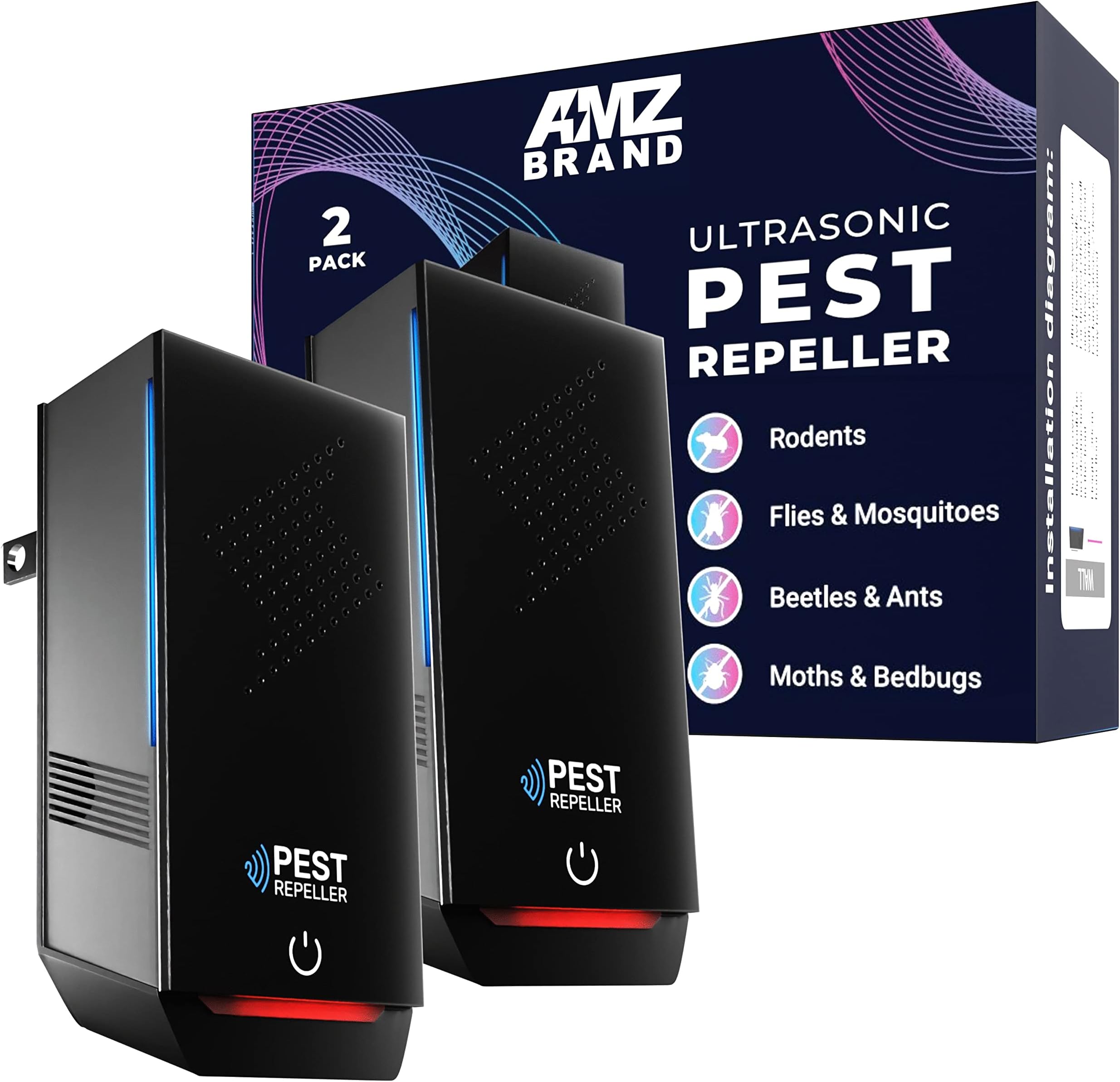 Ultrasonic Pest Repeller 2 Pack - Powerful Rodent Repellent - 3 Working Modes - Wide Frequency Range Pest Control Device - Ideal for Mice, Rats, Mosquitoes, Cockroach, Moths, Ants