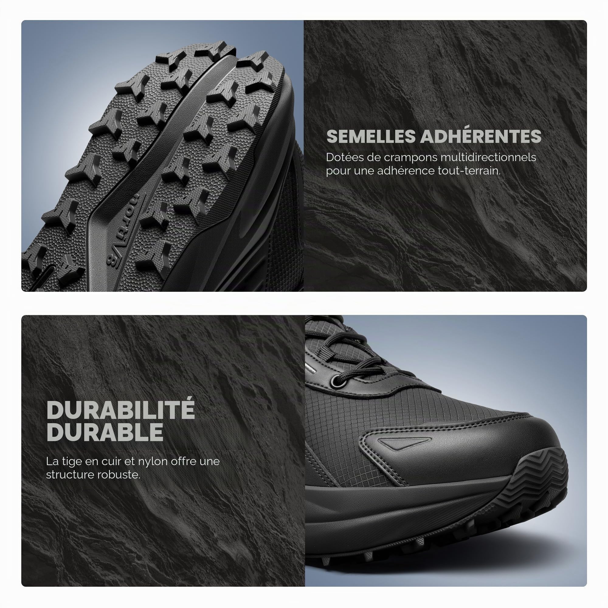NORTIV 8 Hommes Chaussures de Randonnée Marche | Avec Bout Large, Imperméables pour Trekking Camping et Marche en Plein Air.