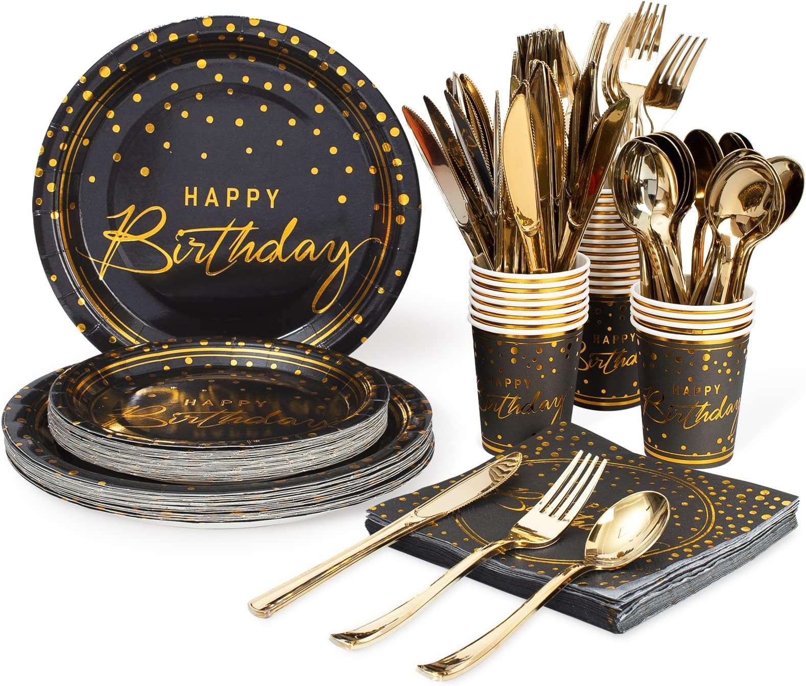 175pcs Happy New Year Paper Plates and Napkins Set