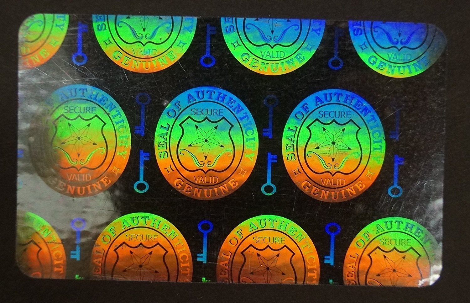 50 Hologram Vertical Shield and Key Self Stick ID Overlays, Thin .05 Mil