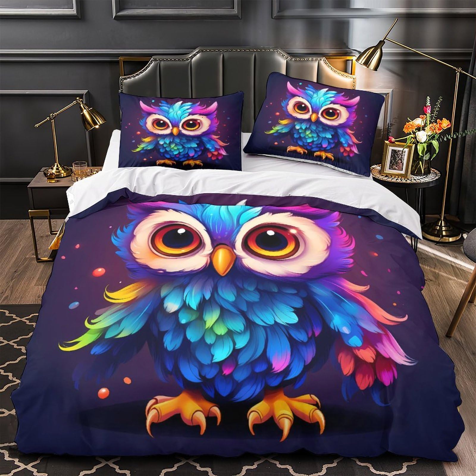 Parure de lit chaton coloré 3D King 220x240cm avec housse de couette en microfibre