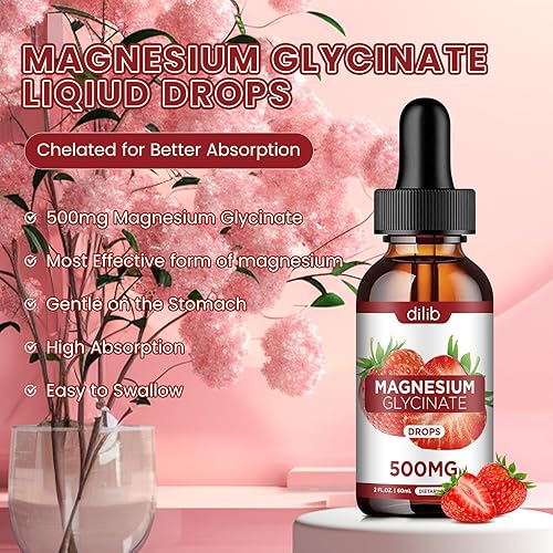 Miniatura 2 de Magnesium Glycinate Supplement, Magnesium Liquid Drops 500mg-Support Stress Relief, Relaxation, Mood, Sleep, Bone & Muscle-2 Fl Oz, Vegan,