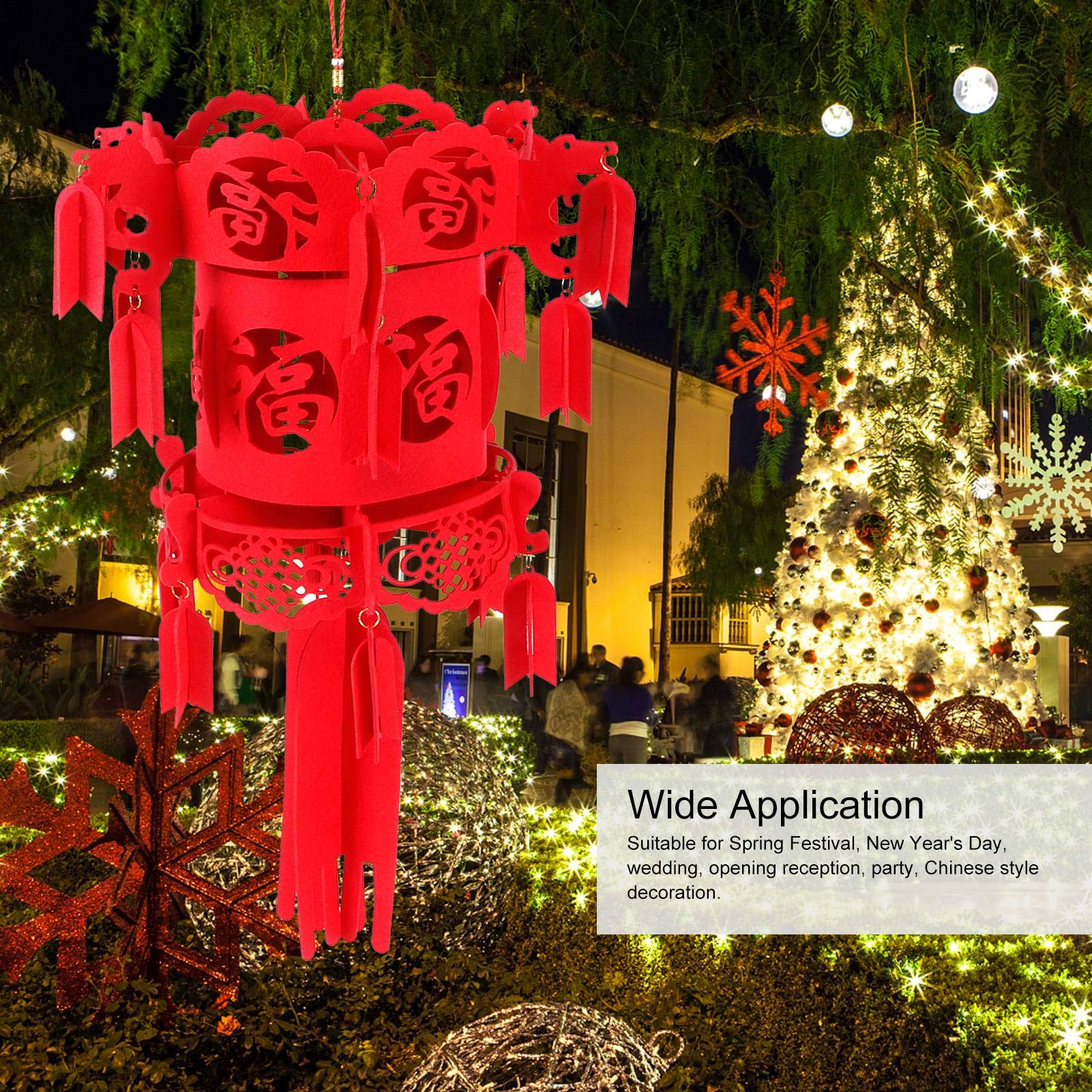 Gavigain Chinese Lantern, DIY Felt Red Fu Puzzle Lantern Pendant Home Garden Decorations for Festival