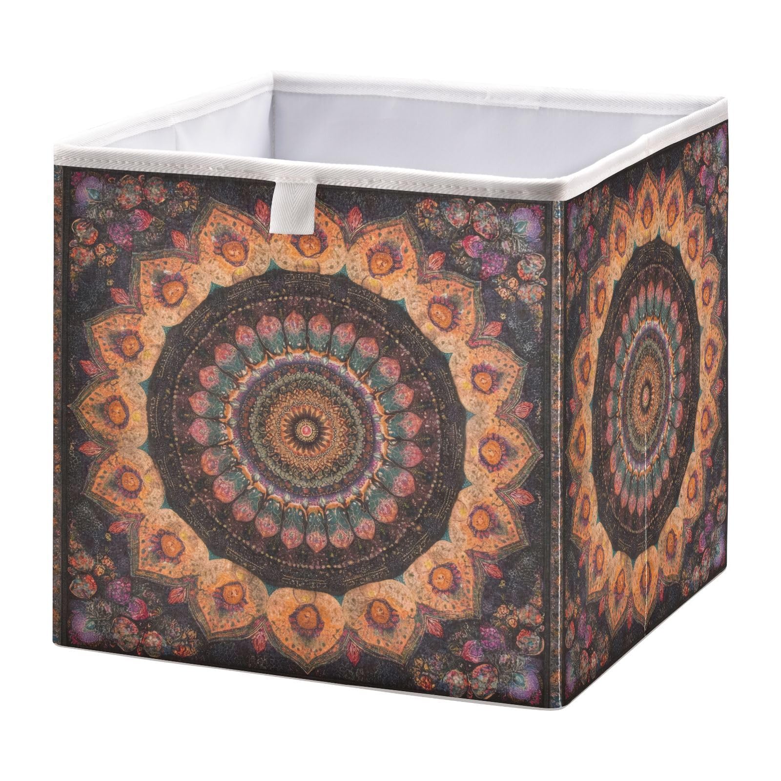 Grckit A Mandal Texture Cube Storage Bin Foldable Storage Cubes Fabric Storage Baskets For Shelf Closet Home Organizers, 11 Inch
