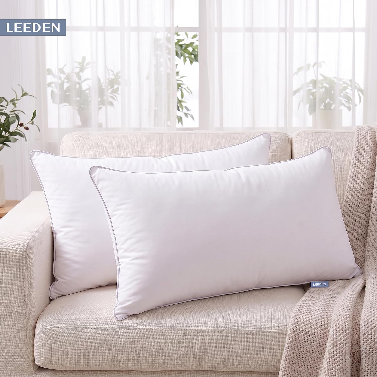 Leeden 12x20 Pillow Inserts Set of 4-12 Inch Decorative Throw Pillow Insert, Soft Fluffy Cushion Inserts for Sofa Couch Bed, White 4 Pack Pillow Inserts