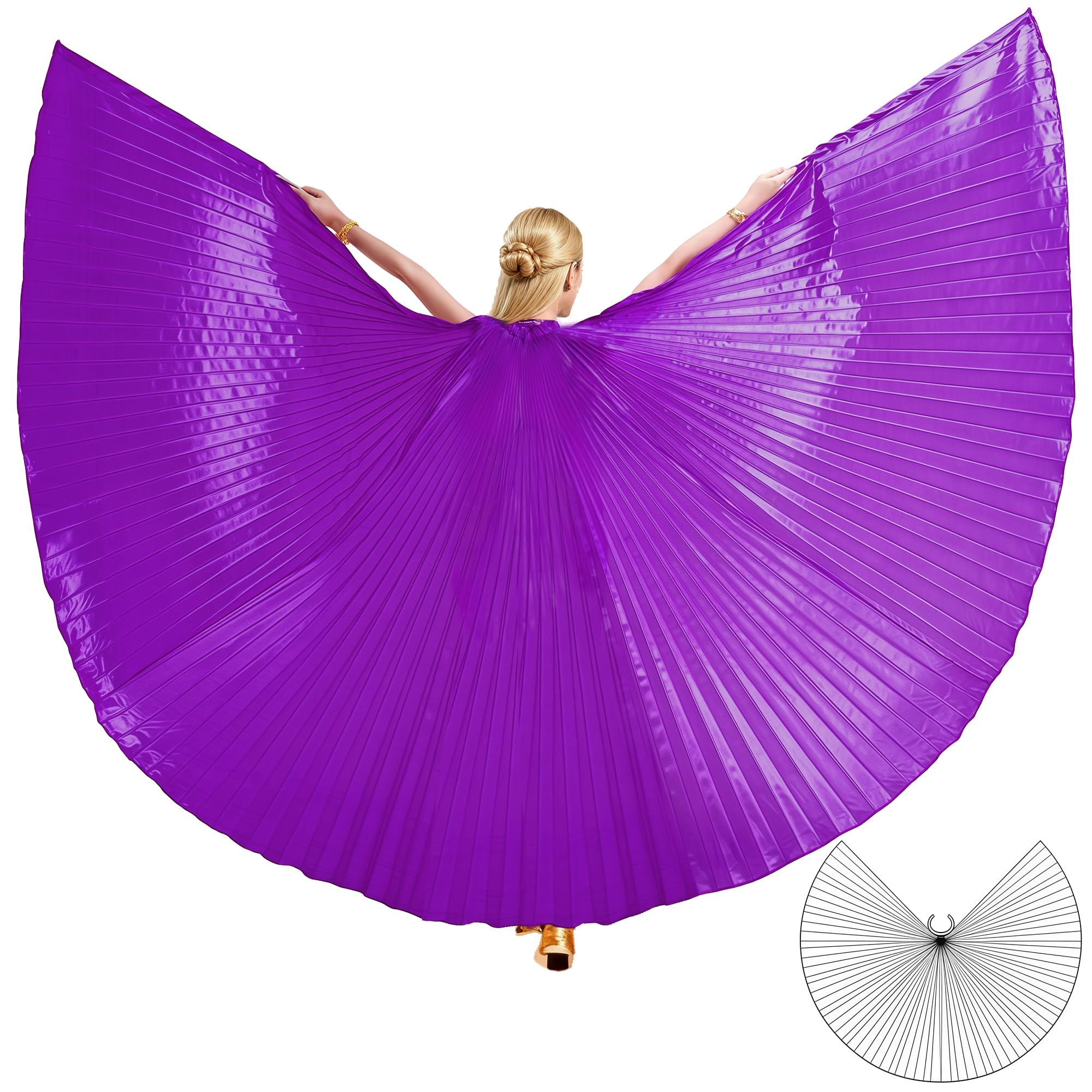 MUNAFIE Butterfly Isis Wings Belly Dance Costume Worship Angel Fairy Wings for Carnival Stage Halloween Party Celebration Performance Purple