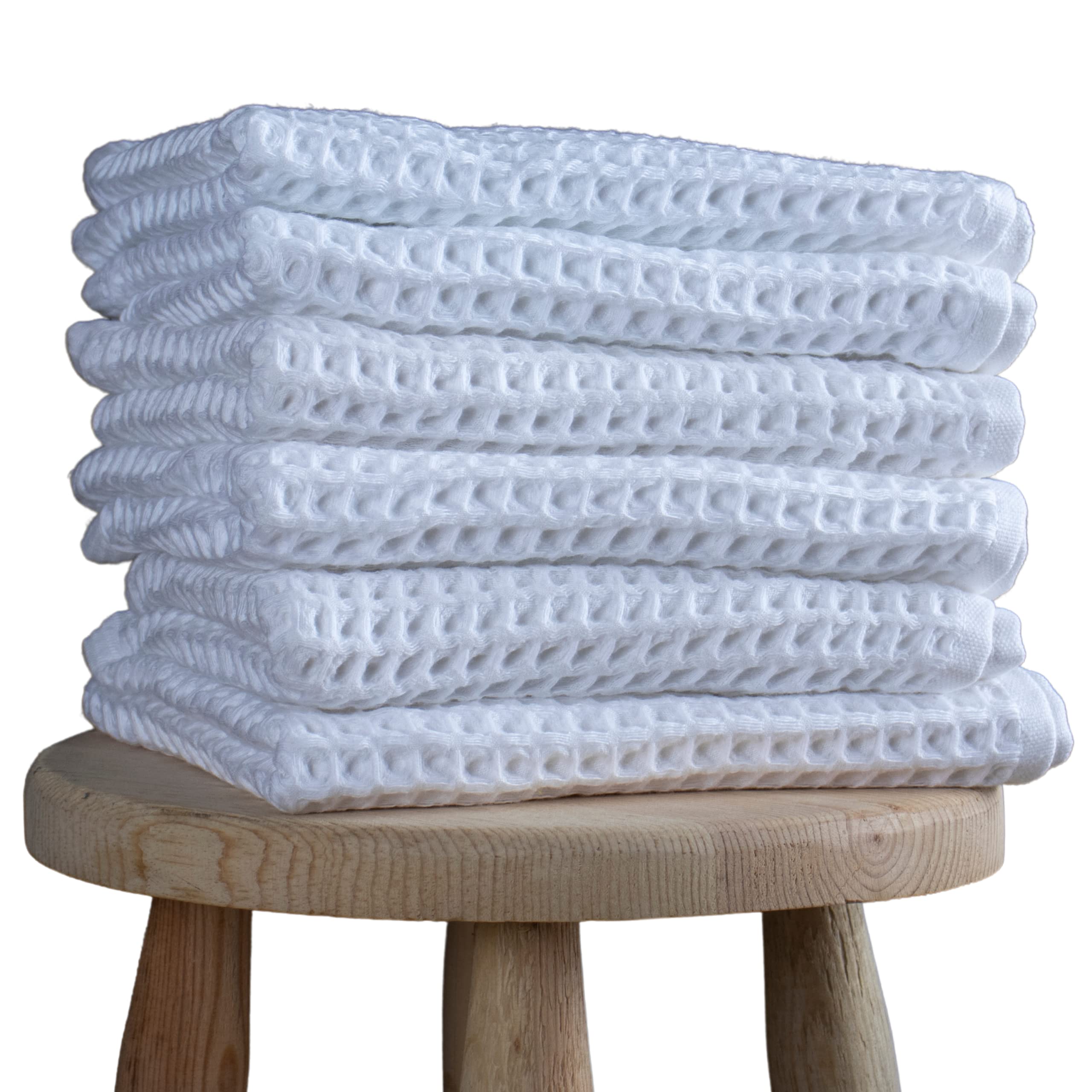 Püskül - Set di 6 asciugamani per dita con punta delle dita, 100% cotone turco biologico, per mani e cucina, 16 x 81,3 cm (bianco, 6)