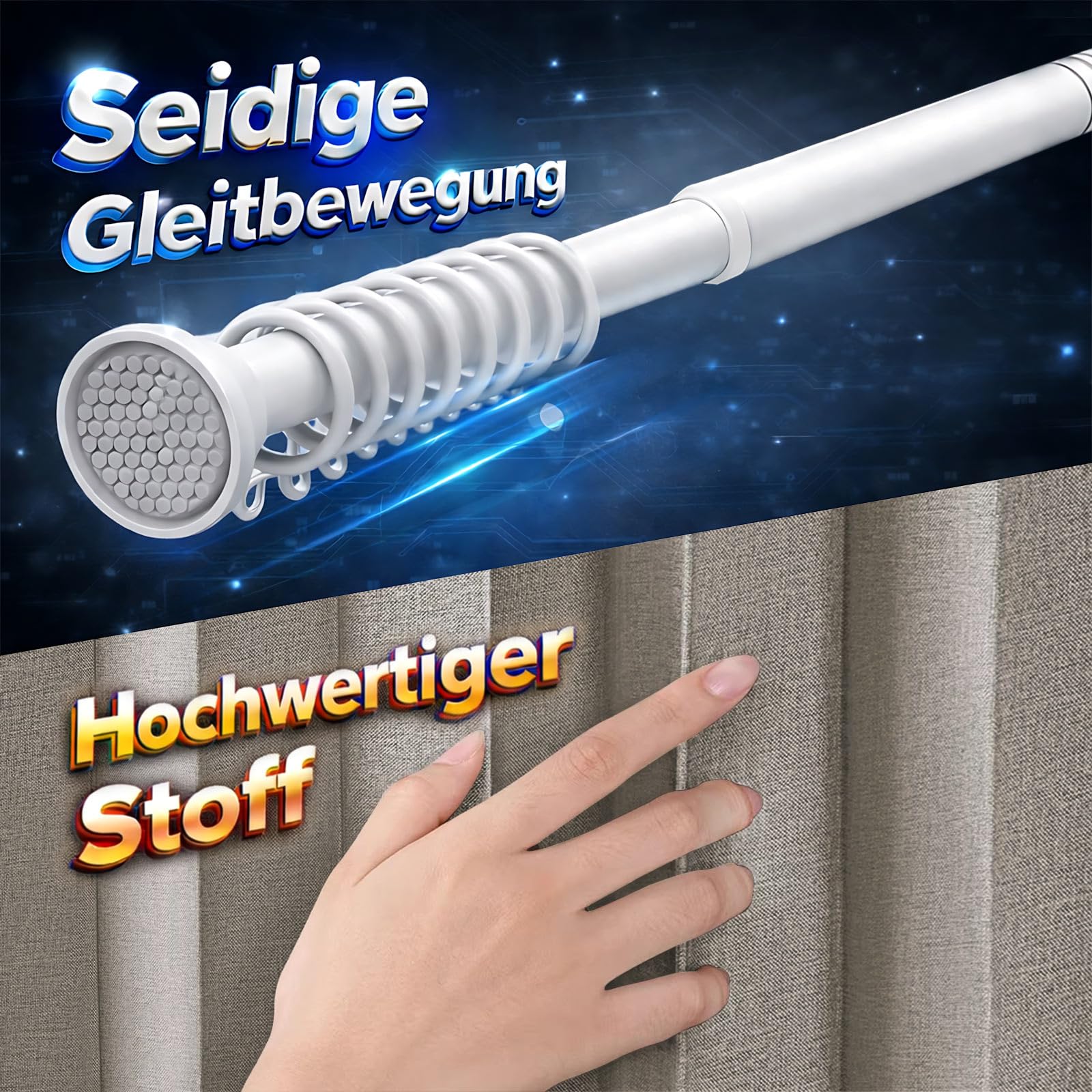 Magnetischer Türvorhang Blickdicht, ohne Bohren – Mit Teleskopstange, Faltenbalg-Design für Schlafzimmer & Flur (Grau, 198 x 106 cm, 1er Pack)